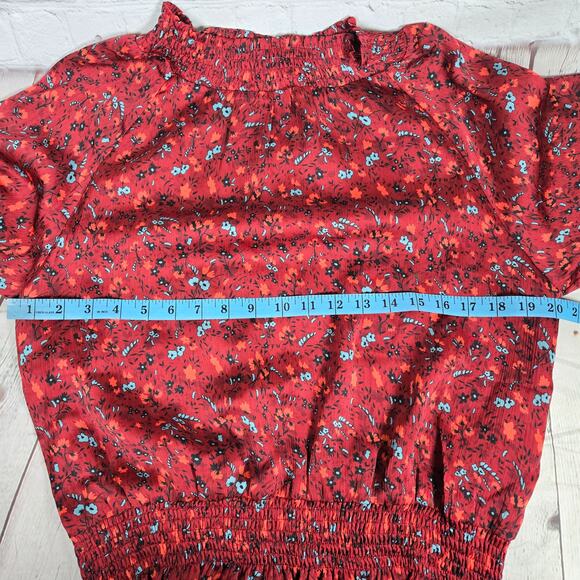 Lush Flowy‎ Floral Smocked Long Sleeve Dress in Wine L - Picture 6 of 8